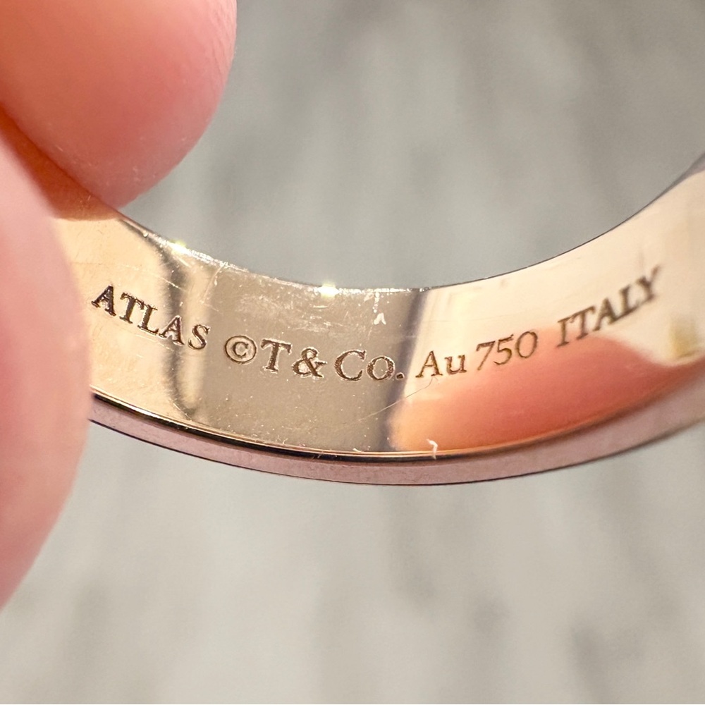 18K Tiffany Atlas Diamond Ring, 750 Rose Gold, Roman Numerals, Size 6 - Picture 14 of 15